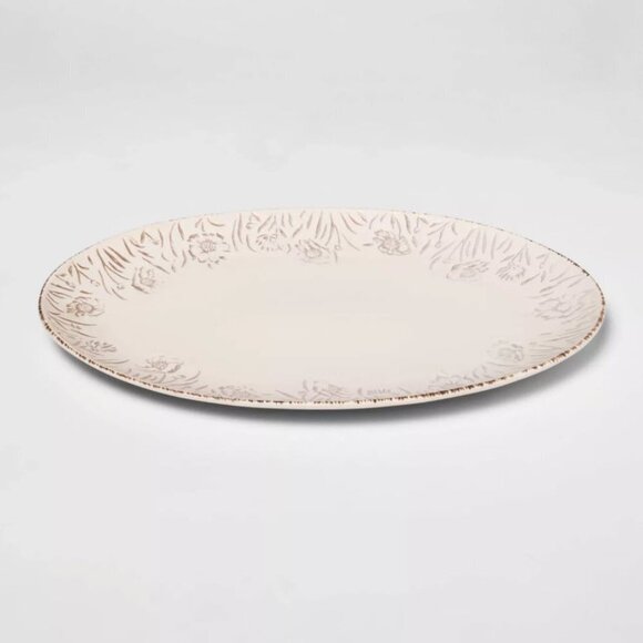 NWT - 15" x 10" Stoneware Floral Serving Platter - Picture 1 of 2